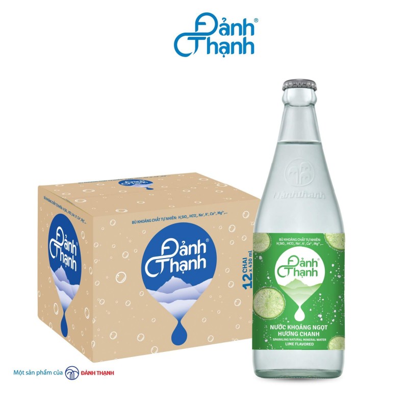 Thùng 12 chai Đảnh Thạnh Nước Khoáng Ngọt Hương Chanh chai RGB 430ml