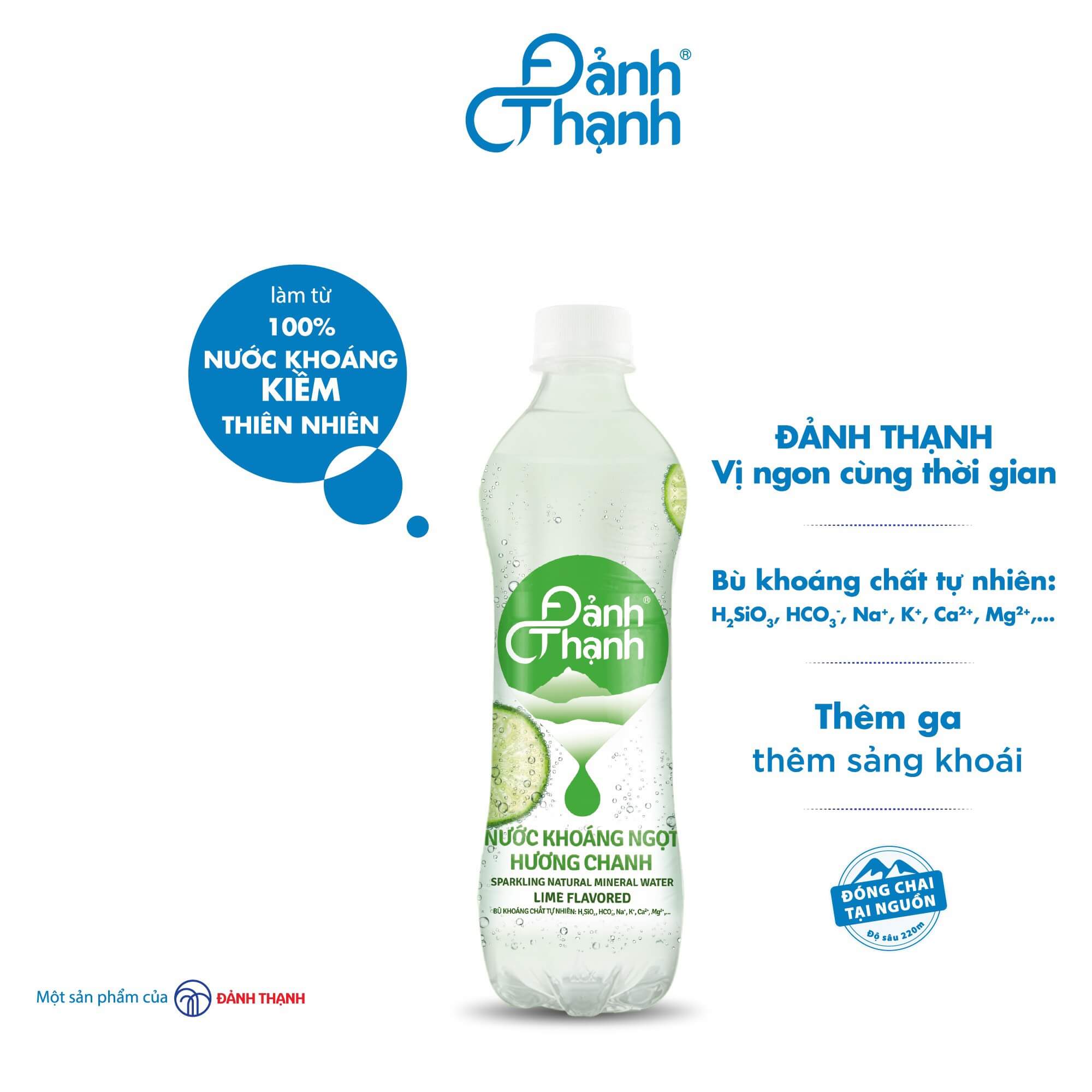 Thùng 24 chai Đảnh Thạnh Nước Khoáng Ngọt Hương Chanh 430ml