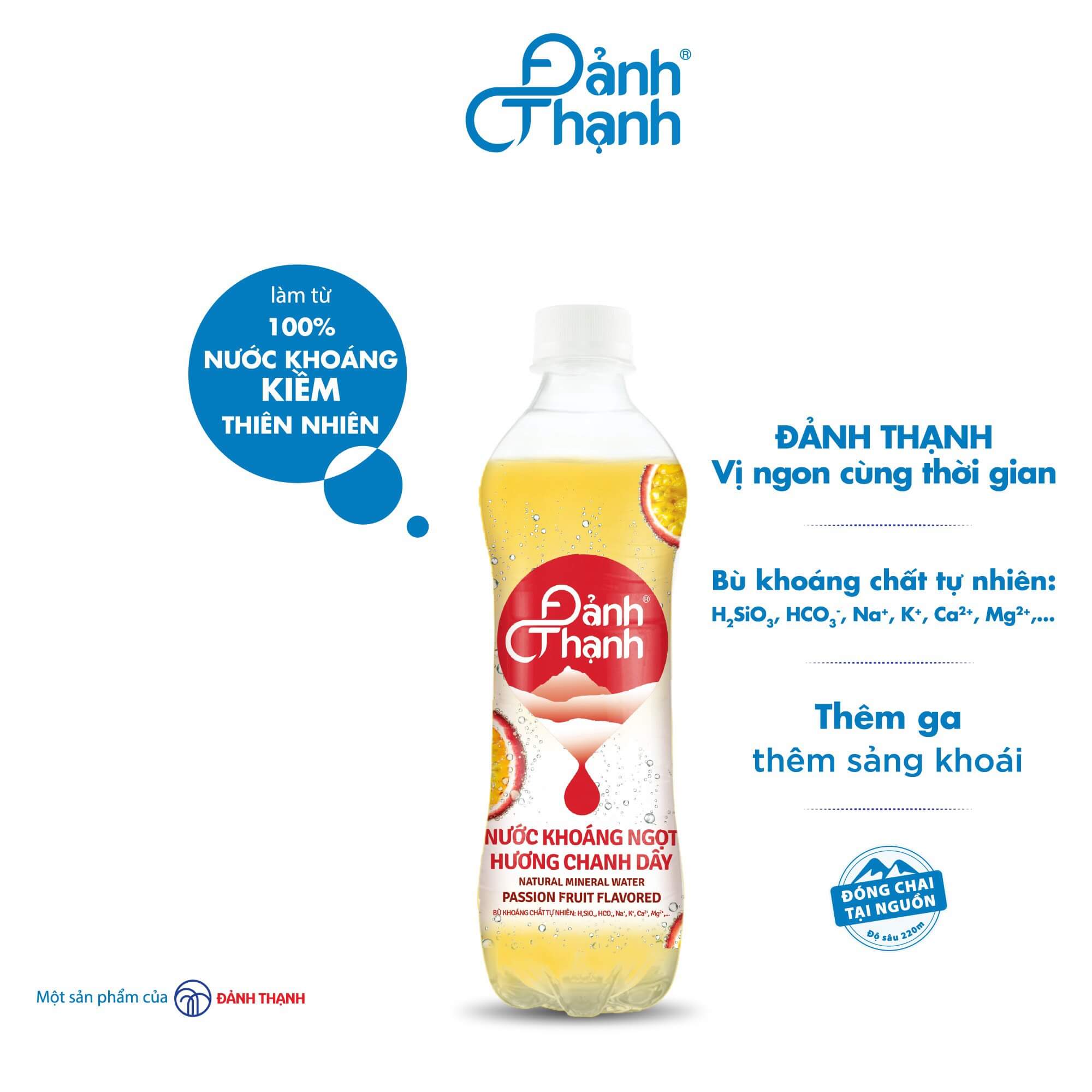 Thùng 24 chai Đảnh Thạnh Nước Khoáng Ngọt Hương Chanh Dây 430ml