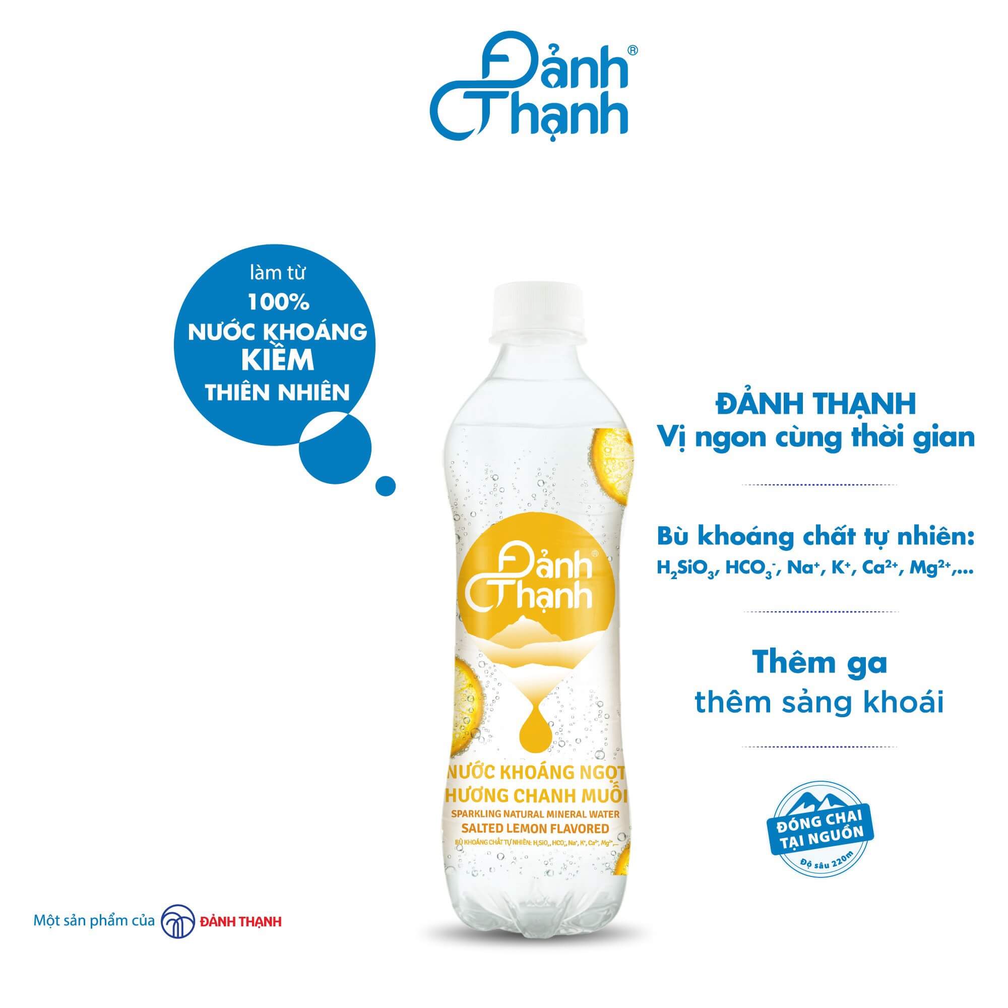 Thùng 24 chai Đảnh Thạnh Nước Khoáng Ngọt Hương Chanh Muối 430ml