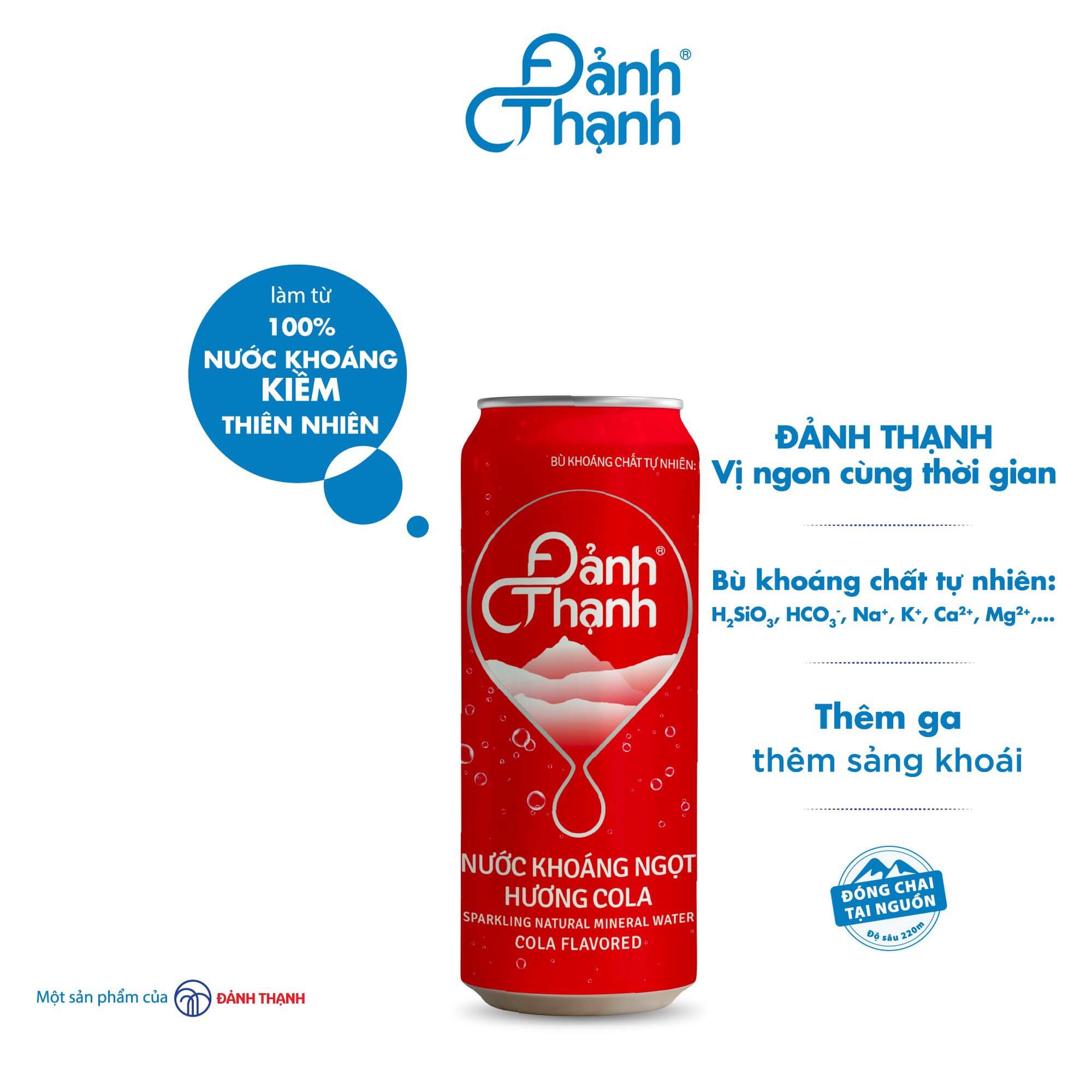 Thùng 24 lon Đảnh Thạnh Nước Khoáng Ngọt Hương Cola Lon 330ml